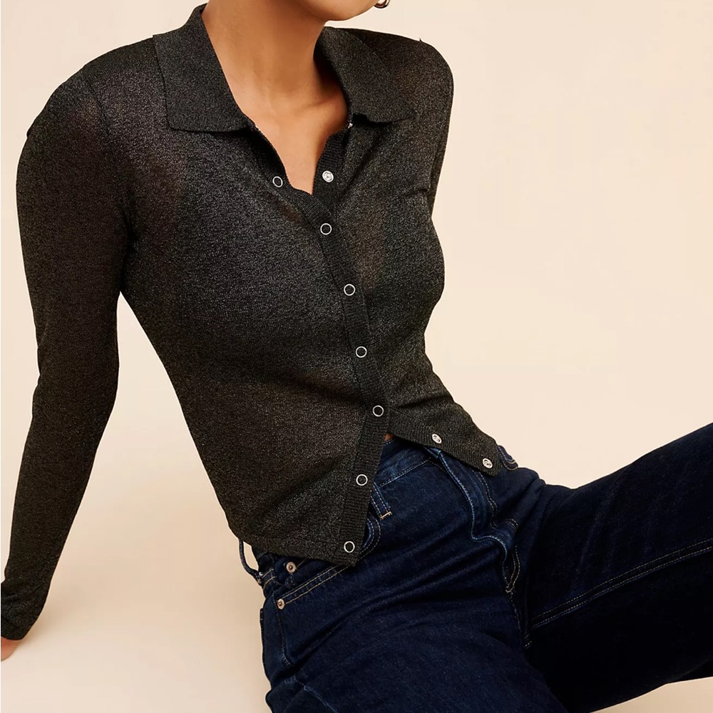 Rolla's Shimmering Black Button-Down Shirt